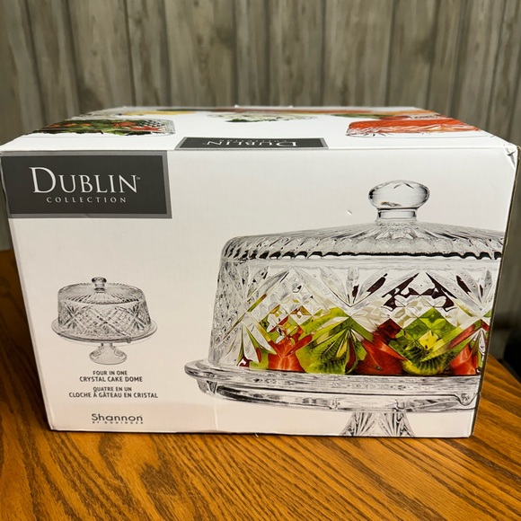 Shannon Dublin Collection Four-in-one Heavy Clear Crystal Cake Plate With Done - Picture 3 of 5